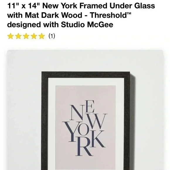 NWT 11" × 14" New York Framed Under Glass with Mat Dark Wood - Studio McGee - Picture 2 of 4